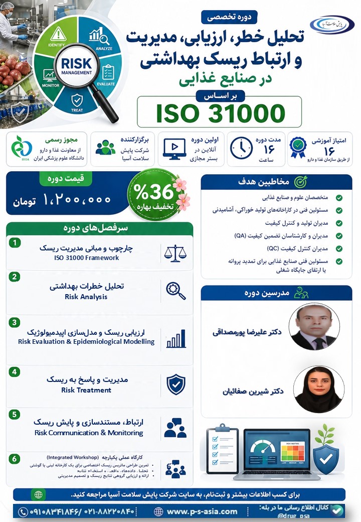 تحلیل خطر، ارزیابی، مدیریت و ارتباط ریسک بهداشتی در صنایع غذایی بر اساس ISO 31000